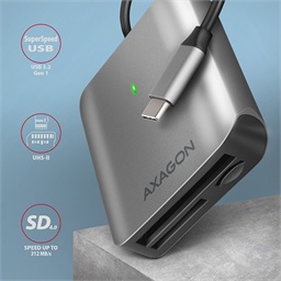 AXAGON CRE-S3C, USB-C 3.2 Gen 1 - SUPERSPEED čtečka karet 3-slot & lun SD microSD CF, podpora UHS-II