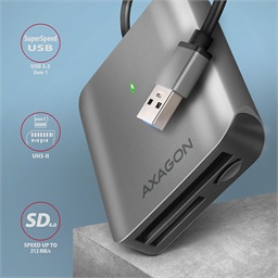 AXAGON CRE-S3, USB-A 3.2 Gen 1 - SUPERSPEED čtečka karet, 3-slot & lun SD microSD CF, podpora UHS-II