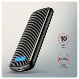 AXAGON EEM2-SC, USB-C 10Gbps externí box pro M.2 NVMe SSD, bezšroubový, žebrovaný hliník