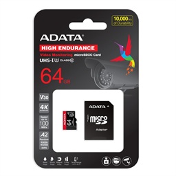 Adata High Endurance Micro SD 64GB UHS-I U3 Class 10 + Adaptér