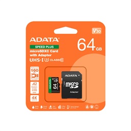 Adata Speed Plus Micro SD 64GB UHS-I U3 Class 10 + Adaptér