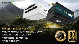 EVOLVEO G850, 850W ATX 3.1 80+ GOLD Modular