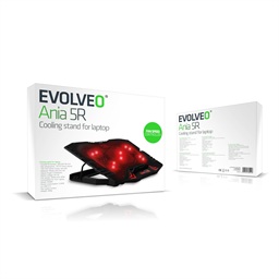 EVOLVEO Ania 5R, chladicí podložka pro notebook do 15,6", 5x ventilátor, červené podsvícení