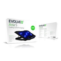 EVOLVEO Ania 5, chladicí podložka pro notebook do 15,6", 5x ventilátor, modré podsvícení