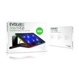 EVOLVEO Ania 9, chladící podložka pod notebook do 17", 6x ventilátor, RGB obvodové podsvícení