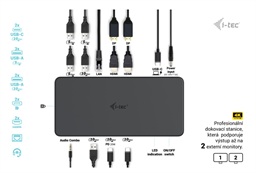 i-tec USB 3.0 USB-C Thunderbolt 3 Professional Dual 4K Display Docking Station Gen2, PD 100W