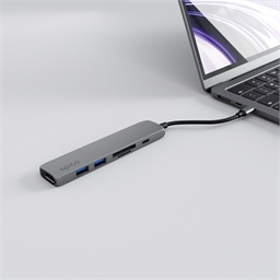 Epico 6v1 hliníkový USB-C 8K hub - šedá