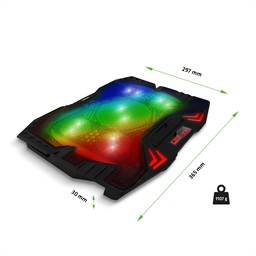 EVOLVEO Ania 5RGB, chladicí podložka pro notebook do 15,6", 5x ventilátor, RGB podsvícení