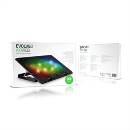 EVOLVEO A101RGB, chladící podložka pro notebook do 17", 2x ventilátor, RGB podsvícení