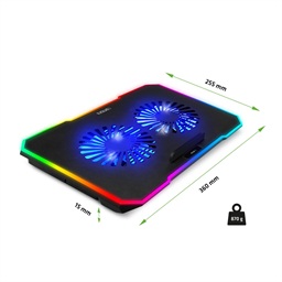 EVOLVEO CoolPro, chladící podložka pod notebook do 17", 2x ventilátor, RGB podsvícení