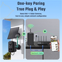 Set solárních kamer Viking HUB S04 8000 mAh mobilní aplikace outdoor