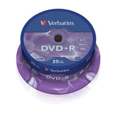 VERBATIM DVD+R(25-Pack)Spindl MattSlvr 16x 4.7GB