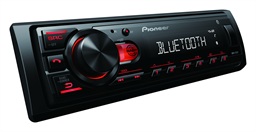 Pioneer MVH-230 autorádio s USB a Bluetooth s integrovaným mikrofonem červené