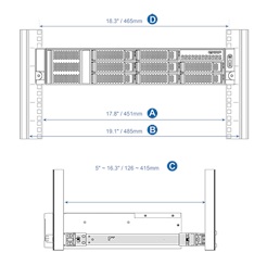 QNAP Rail Kit, support rack-post 126 ~ 415mm for 1U 2U 3U short-depth rackmount QNAP model
