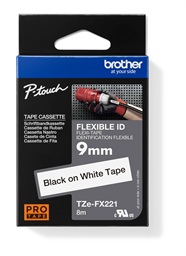 TZE-FX221, bílá černá, 9 mm, s flexibilní páskou