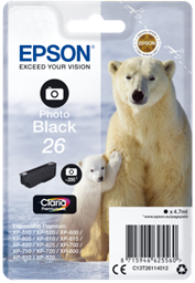 Epson Singlepack Photo Black 26 Claria Premium Ink