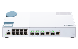 QNAP řízený switch QSW-M408-2C (12portů: 8x Gigabit port + 4x 10G SFP+ 2x 10GbE kombo porty)
