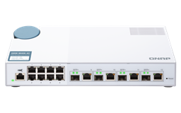 QNAP řízený switch QSW-M408-4C (12 portů: 8x Gigabit port + 4x 10G SFP+ 10GbE kombo porty)