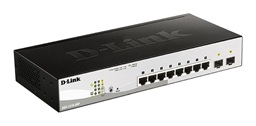 D-Link DGS-1210-08P Smart PoE switch, 8x GbE PoE+, 2x SFP, PoE 65W, fanless