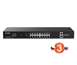 Tenda TEG1120P-16-150W PoE+ Gigabit switch 16x 1Gb s PoE+ 802.3af at + 2x SFP + 2x RJ45, 135W, Rack