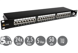 19" patch panel Solarix 24 x RJ45 CAT6 STP černý 1U SX24-6-STP-BK
