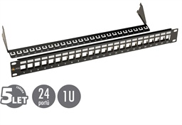 19" modulární neosazený patch panel Solarix 24 portů černý 1U SX24M-0-STP-BK-UNI