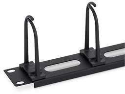 19" vyvaz.panel 1U,6xháček velký,oválné otv.,černý