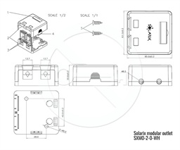 Zásuvka modulární Solarix pro 2 keystony na omítku bílá SXMO-2-0-WH