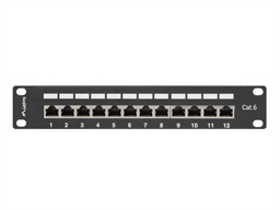 LANBERG PATCH PANEL 12PORT 1U 10" CAT.6 FTP STÍNĚNÝ ČERNÝ