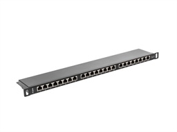 LANBERG PATCH PANEL 24 PORTŮ 0,5U 19" CAT.6 FTP STÍNĚNÝ ČERNÝ