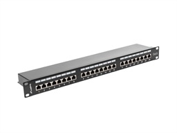LANBERG PATCH PANEL 24 PORTŮ 1U 19" CAT.6 FTP STÍNĚNÝ ČERNÝ