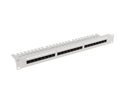 LANBERG PATCH PANEL 24 PORTŮ 1U 19" CAT.6 UTP S POLICÍ ŠEDÝ