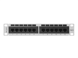 LANBERG PATCH PANEL 12PORT 1U 10" CAT.6 UTP ŠEDÝ