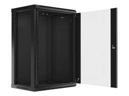 LANBERG 19" RACKOVÁ SKŘÍŇ PRO MONTÁŽ NA STĚNU 18U 600X450 (FLAT PACK) S PROSKLENÝMI DVEŘMI ČERNÁ V2