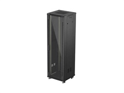 19" VOLNĚ STOJÍCÍ RACKOVÁ SKŘÍŇ 42U 600X600 (FLAT PACK) S PROSKLENÝMI DVEŘMI ČERNÁ LANBERG