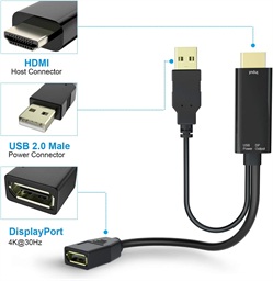 PremiumCord adaptér HDMI to DisplayPort Male Female s napájením z USB