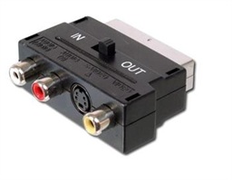 PremiumCord Adapter SCART-3x cinch + S-video s přepínačem IN OUT