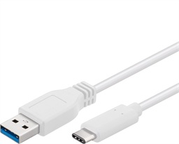 PremiumCord USB-C male - USB 3.0 A Male, bílý, 2m