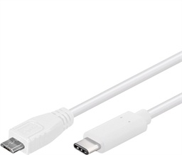 PremiumCord USB-C male - USB 2.0 Micro-B Male, bílý, 0,6m