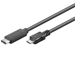 PremiumCord USB-C male - USB 2.0 Micro-B Male, černý, 1m