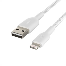BELKIN kabel oplétaný USB-A - Lightning, 2m, bílý
