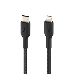 BELKIN kabel oplétaný USB-C - Lightning, 1m, černý