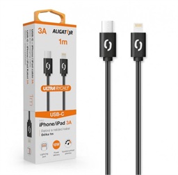 ALIGATOR Datový kabel POWER 3A, USB-C lightning černý