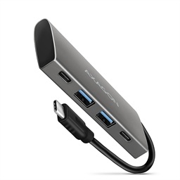 AXAGON HMC-4G2, USB-C 3.2 Gen 2 10 Gb s hub, porty 2x USB-A + 2x USB-C, kabel USB-C 13cm