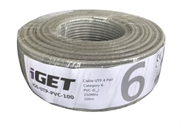 Instalační kabel iGET CAT6 UTP PVC Eca 100m box, kabel drát, s třídou reakce na oheň Eca