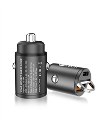 Nabíječka USB do auta C-TECH UCC-02, 1x Type C + 1 x Type A, 30W, Power delivery 3.0, Quick Charge