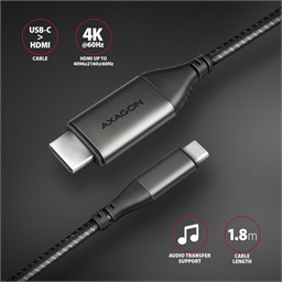 AXAGON RVC-HI2MC, USB-C -> HDMI 2.0a redukce kabel 1.8m, 4K 60Hz HDR10