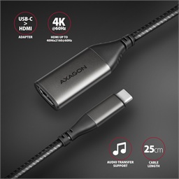 AXAGON RVC-HI2M, USB-C -> HDMI 2.0a redukce   adaptér, 4K 60Hz HDR10