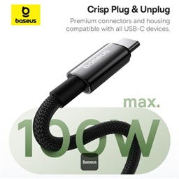 Baseus datový magnetický kabel Tungsten Gold USB-C USB-C 1m 100W černý