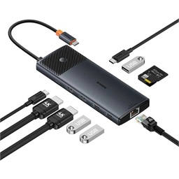 Baseus Metal Gleam II Series 10v1 USB-C HUB Dokovací Stanice Cosmic Black